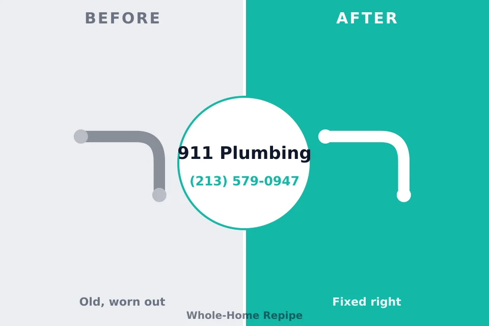 Before and after: plumbing repair Schnecksville, PA